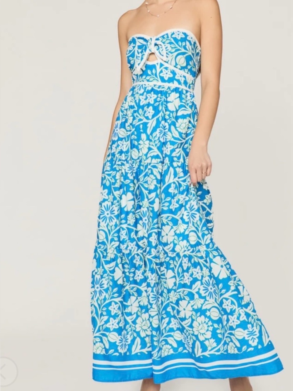 NWT Floral Maxi Dress Strapless/Removable Straps Sz M